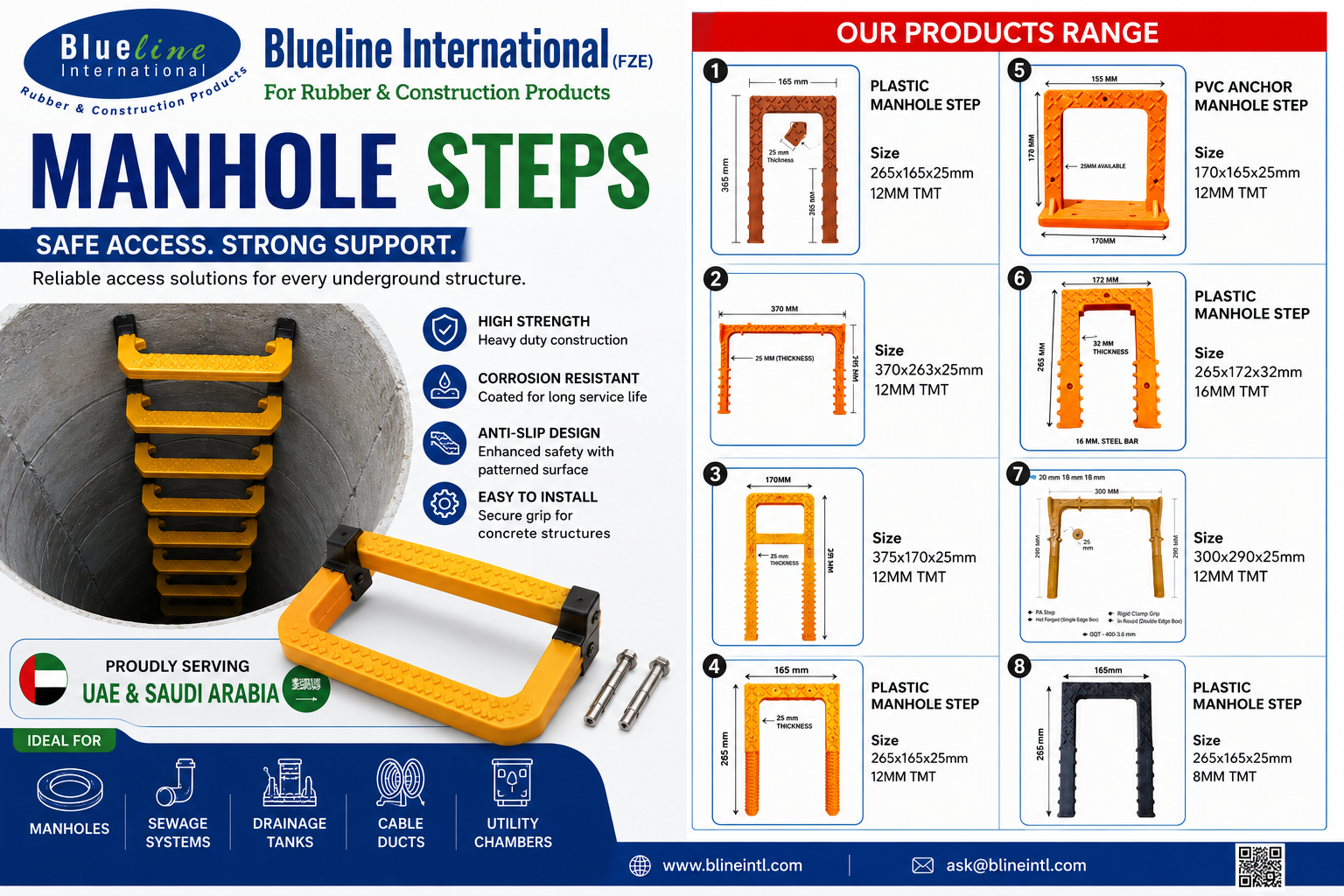 Manhole Steps Supplier in UAE and Saudi Arabia – High Strength Corrosion Resistant Underground Access Steps