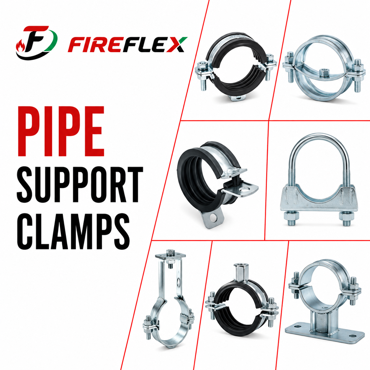 fireflex-pipe-support-clamps-rubber-lined-hvac-mep-support-systems-uae-ksa