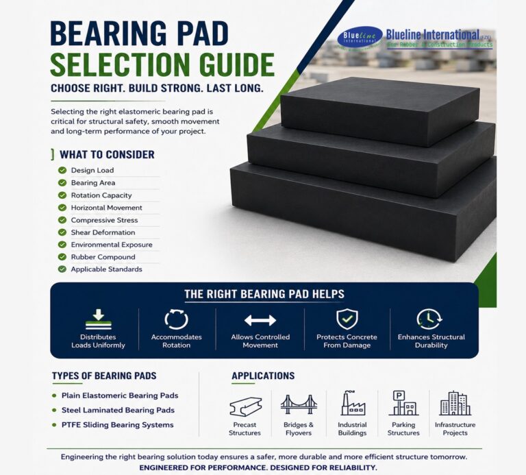 Steel laminated elastomeric bearing pad used for bridge and precast concrete applications, illustrating proper bearing pad selection for structural load transfer and movement accommodation.