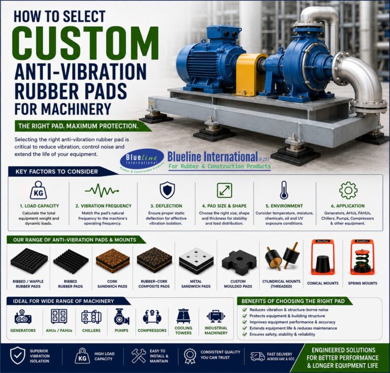 Engineering selection of a custom anti-vibration rubber pad using equipment load, foot area, RPM and static deflection