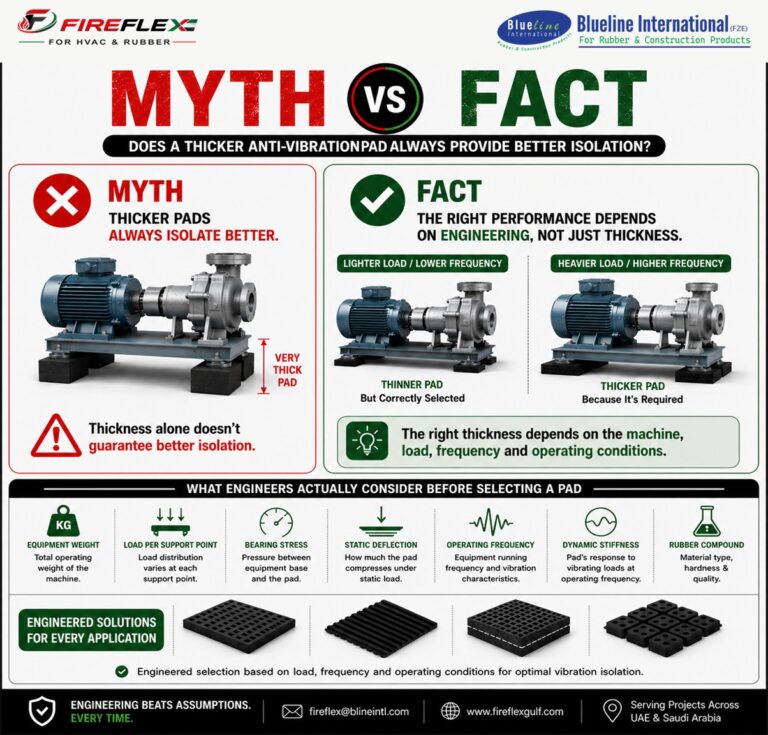 Comparison explaining the myth that thicker anti-vibration pads always isolate better and the engineering factors that actually determine vibration isolation performance.
